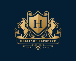 Luxury Equestrian Horse Shield logo design