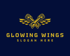 Piston Mechanic Wings logo design