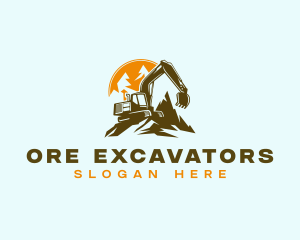 Mining Demolition Excavator logo design