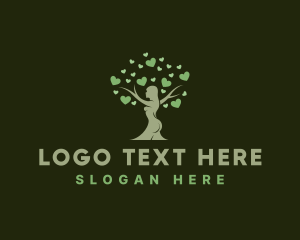 Herbal - Therapeutic Woman Tree logo design