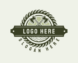 Saw Mill - Wooden Lumberjack Logging logo design
