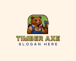 Axe Lumberjack Bear logo design