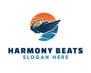 Sunset - Speed Boat Ocean logo design