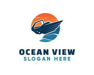 Speed Boat Ocean logo design