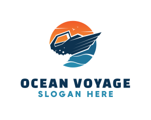 Speed Boat Ocean logo design