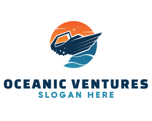 Speed Boat Ocean logo design