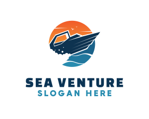 Speed Boat Ocean logo design