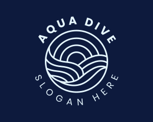 Diving - Water Surfing Wave logo design