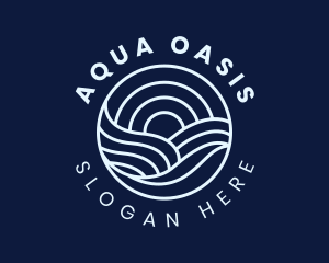 Pool - Water Surfing Wave logo design