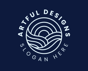 Water Surfing Wave logo design