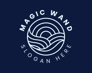 Water Surfing Wave logo design