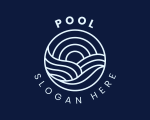 Water Surfing Wave logo design