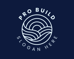 Water Surfing Wave logo design