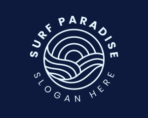 Water Surfing Wave logo design