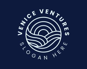 Water Surfing Wave logo design