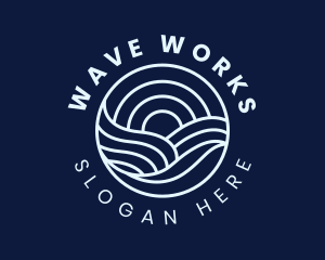 Water Surfing Wave logo design