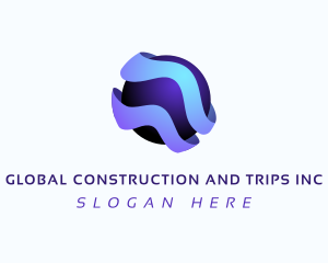 Gradient Global Waves logo design