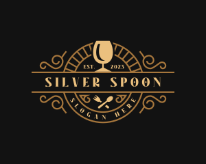 Glass Spoon Fork Gourmet logo design