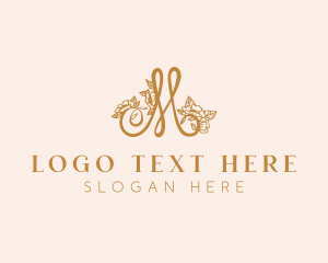 Gold - Floral Letter M logo design