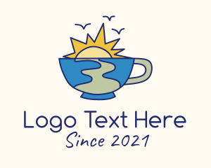 Caffeine - Sunset Coffee Cup logo design
