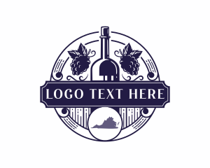 Map - Grape Wine Virginia logo design