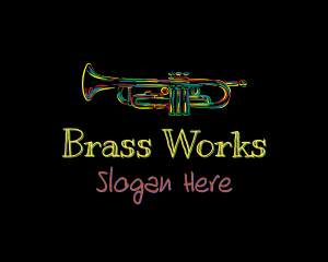 Brass - Colorful Trumpet Doodle logo design