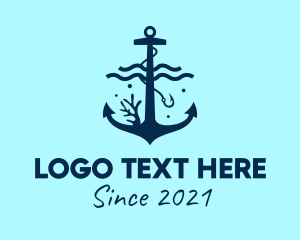 Seaport - Blue Sea Anchor logo design