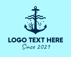 Fishery - Blue Sea Anchor logo design