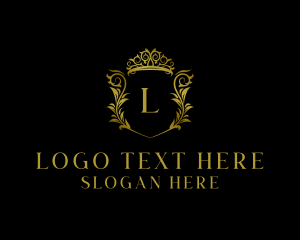 Wreath - Golden Regal Crown logo design