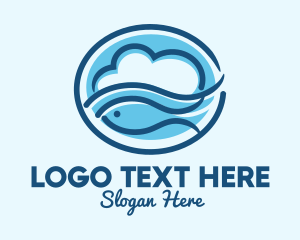 Salmon - Ocean Fish Cloud logo design
