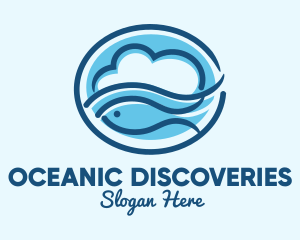 Marine Biologist - Ocean Fish Cloud logo design