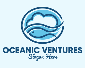 Ocean Fish Cloud  logo design