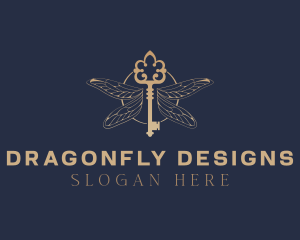 Gold Key Dragonfly logo design