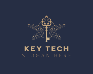 Gold Key Dragonfly logo design