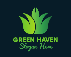 Green Bush Pen Writer logo design