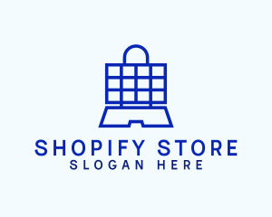 Shopping Bag Laptop logo design