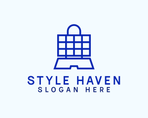 Shopping Bag Laptop logo design
