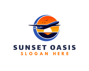 Airplane Sunset Trip logo design