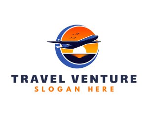 Trip - Airplane Sunset Trip logo design