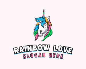 Lesbian - Pride Mythical Unicorn logo design