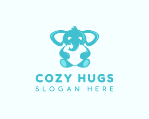 Cute Heart Elephant  logo design