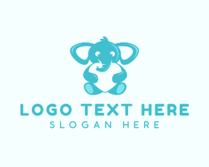 Hug - Cute Heart Elephant logo design