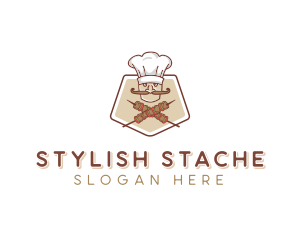 Chef Mustache Skewers logo design