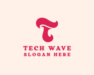 Wave Paint Brush Letter T logo design