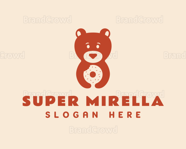 Cute Bear Donut Logo