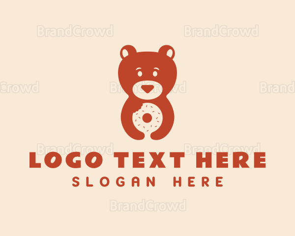 Cute Bear Donut Logo
