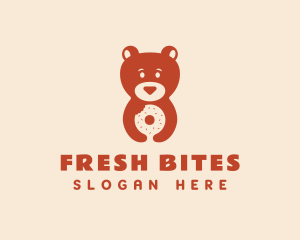 Bagel - Cute Bear Donut logo design