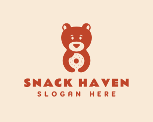 Cute Bear Donut logo design