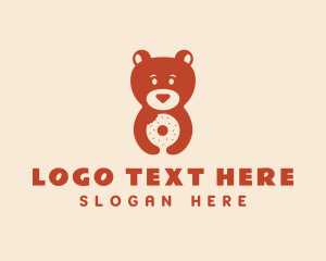 Bear - Cute Bear Donut logo design