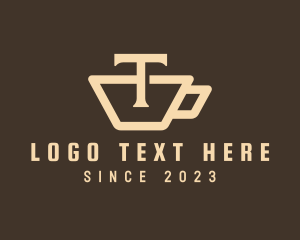 Teahouse - Tea Coffee Cup Letter T logo design